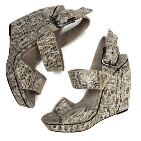 Rebecca Minkoff Women's Snake Print strappy Wedge Sandals Size 7 - Picture 10 of 16